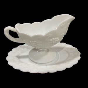 Vintage sauce boat milk glass